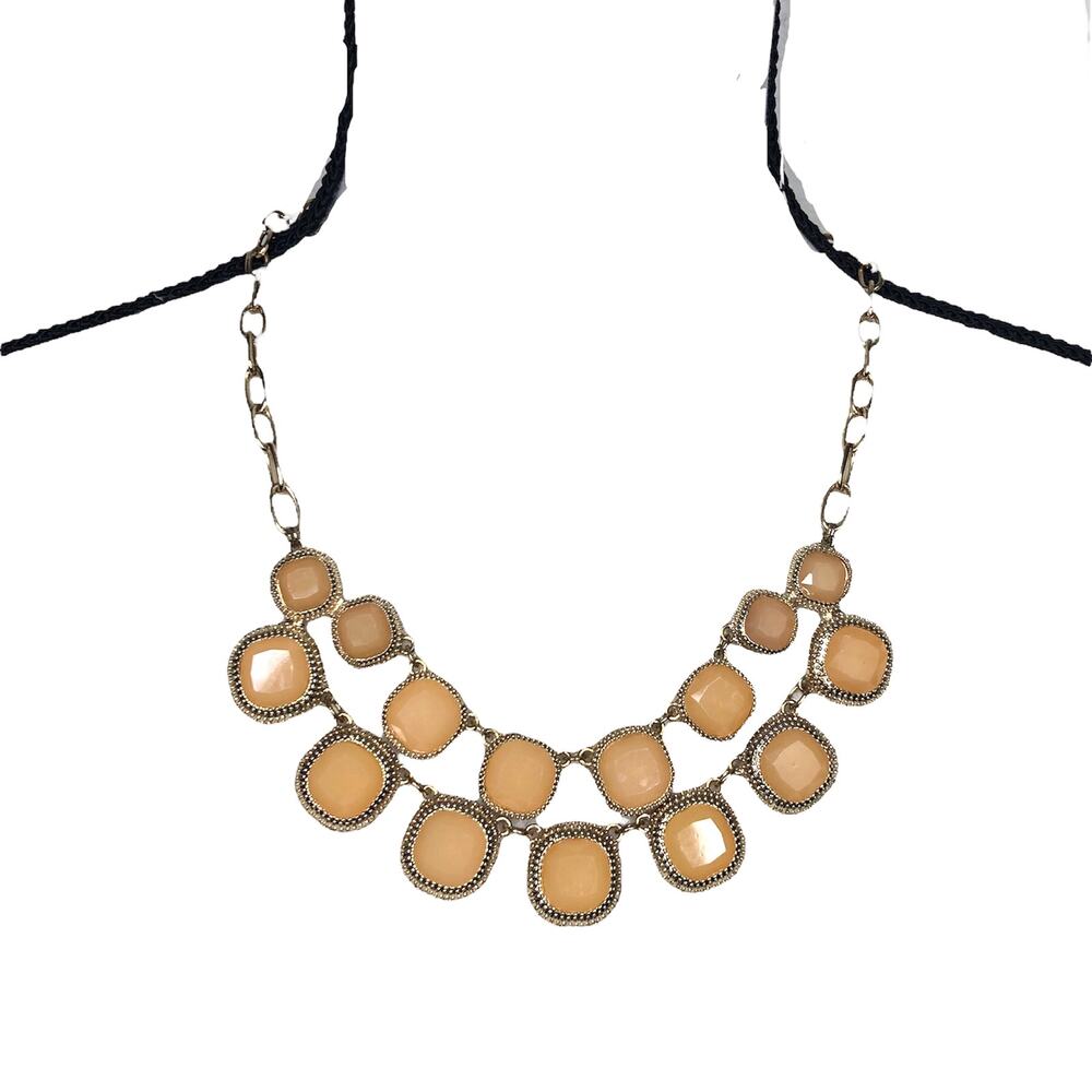 Banana Republic Necklace Layered Square Statement Chunky Peach Gold